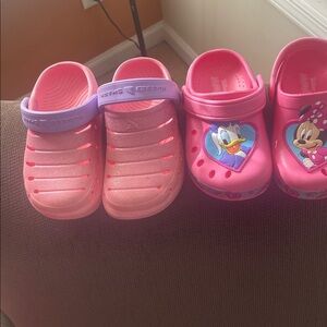 Kids 2pair of shoe one Disney Minnie and one rugged shark 
shoe
